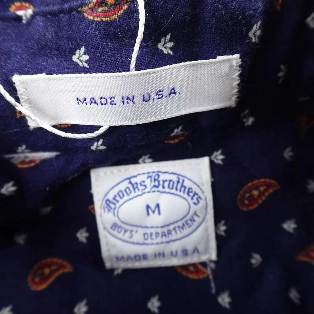 NEW VTG Brooks Brothers Shirt Boys M Blue Paisley Button Up Long Sleeve USA Kids